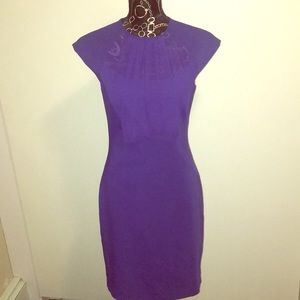 Reiss Jewel Blue Sheer Front Panel Dress